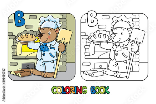 Bear baker ABC coloring book Alphabet B © passengerz