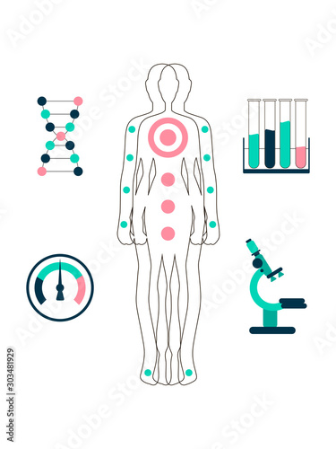 Wallpaper Mural Biohacking laboratory research concept human flat vector illustration. Icons. Vital signs based on the study of the human genome. balanced using dietary supplements. Torontodigital.ca