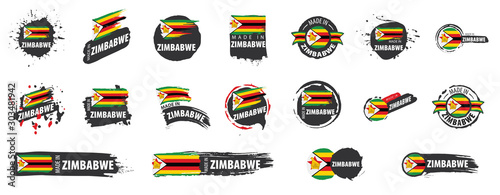 Vector set of flags of Zimbabwe on a white background
