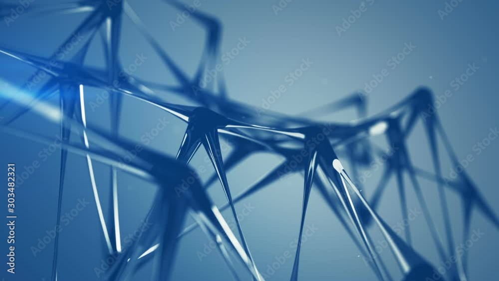 transparent blue nanotechnology structure. Modern hi-tech concept. Abstract 3D rendering with depth of field. Seamless loop animation
