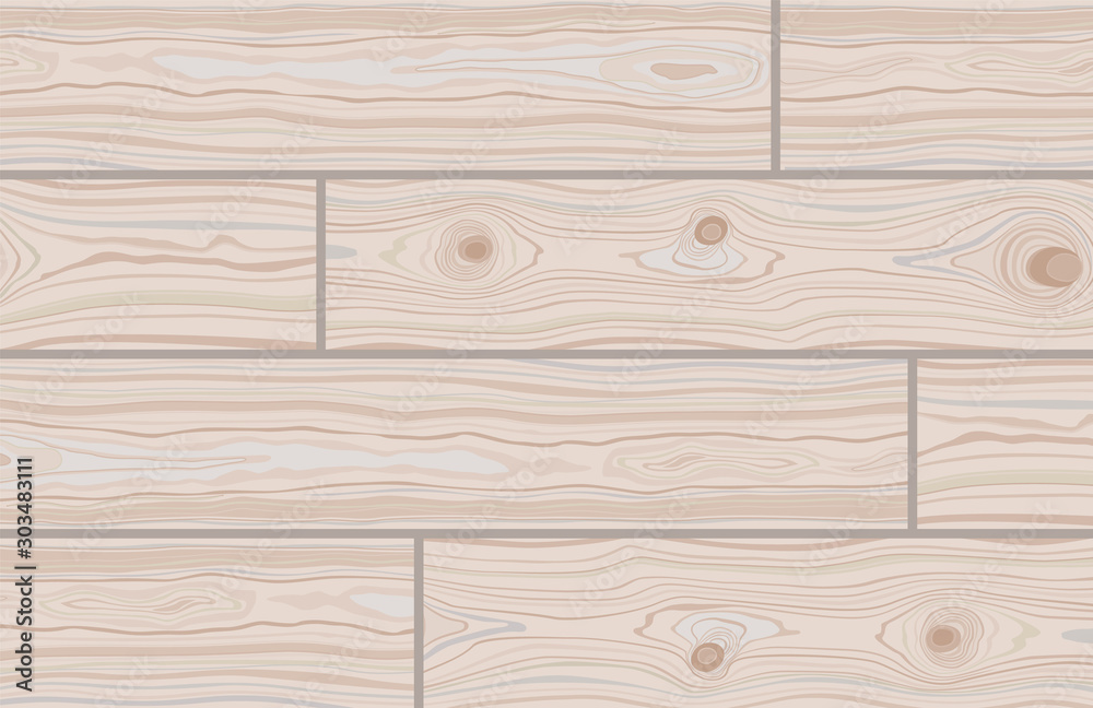 Fototapeta premium Wooden striped textured background. Brown wooden wall, plank, table or floor surface. Cutting chopping board. Boardwalk surface with place for your text. Vector Illustration.