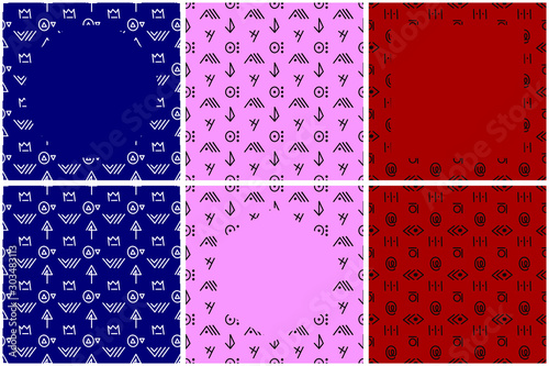 Abstract geometric seamless patterns & templates. Doodles' set. Vector illustration. EPS 10