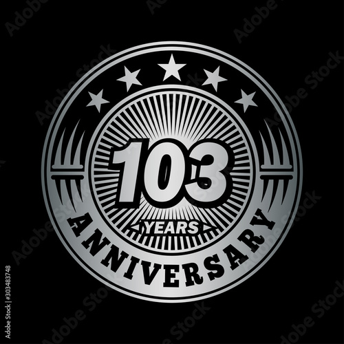 103 years anniversary celebration logo design. Vector and illustration.