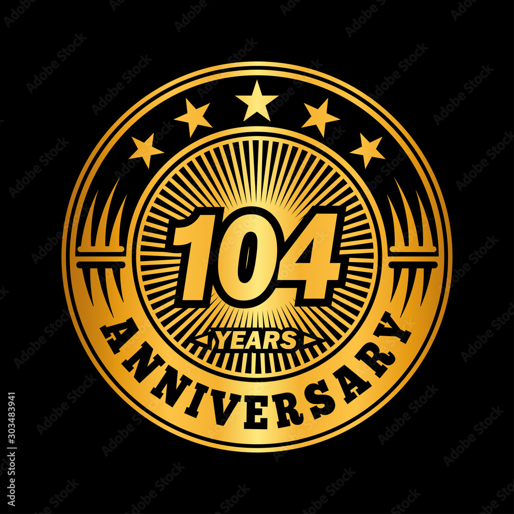 104 years anniversary celebration logo design. Vector and illustration.