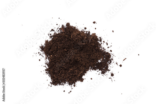 Patch of soil or mud isolated on white background