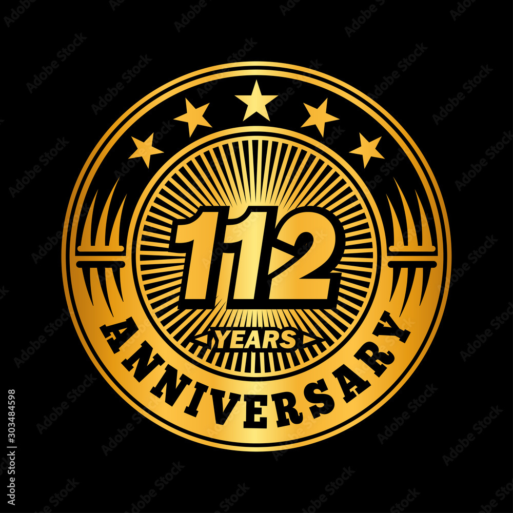 112 years anniversary celebration logo design. Vector and illustration.