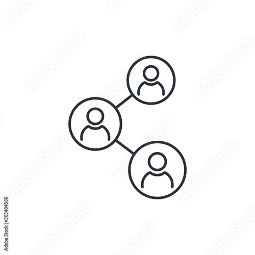 People connecting. Social Media Platform. Vector linear icon on a white background.