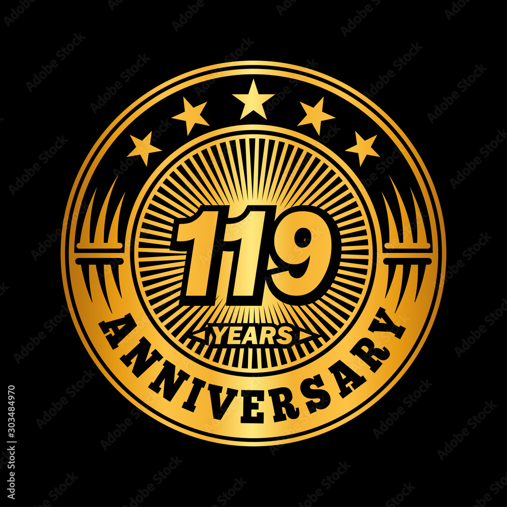 119 years anniversary celebration logo design. Vector and illustration.