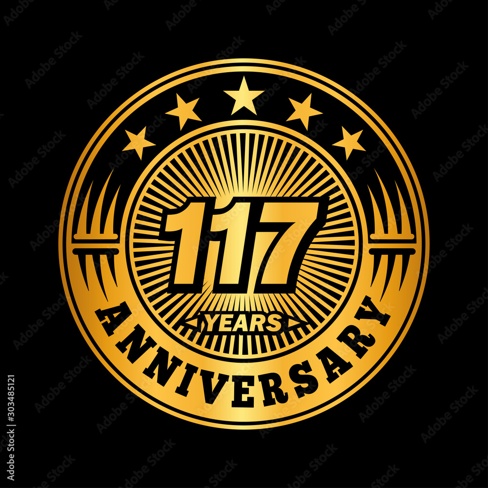 117 years anniversary celebration logo design. Vector and illustration.