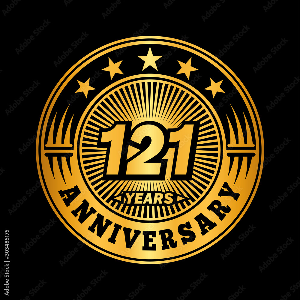 121 years anniversary celebration logo design. Vector and illustration.