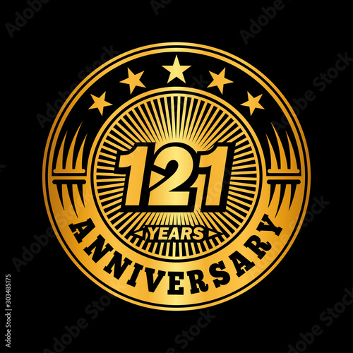 121 years anniversary celebration logo design. Vector and illustration.