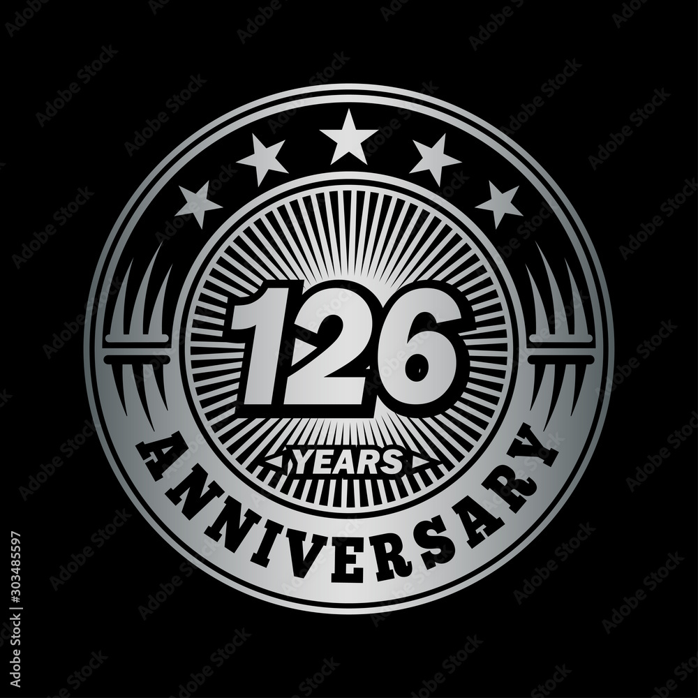 126 years anniversary celebration logo design. Vector and illustration.