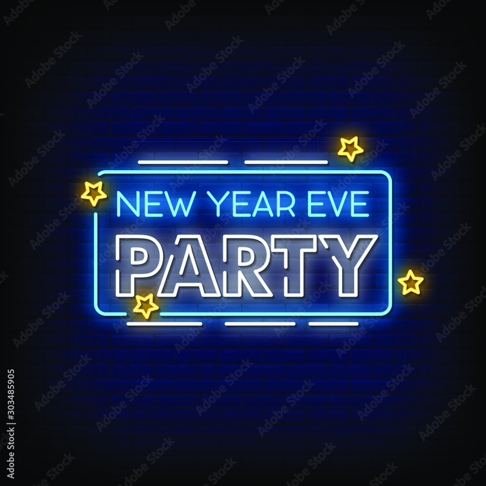 New Year Eve Party Neon Signs Style Text vector
