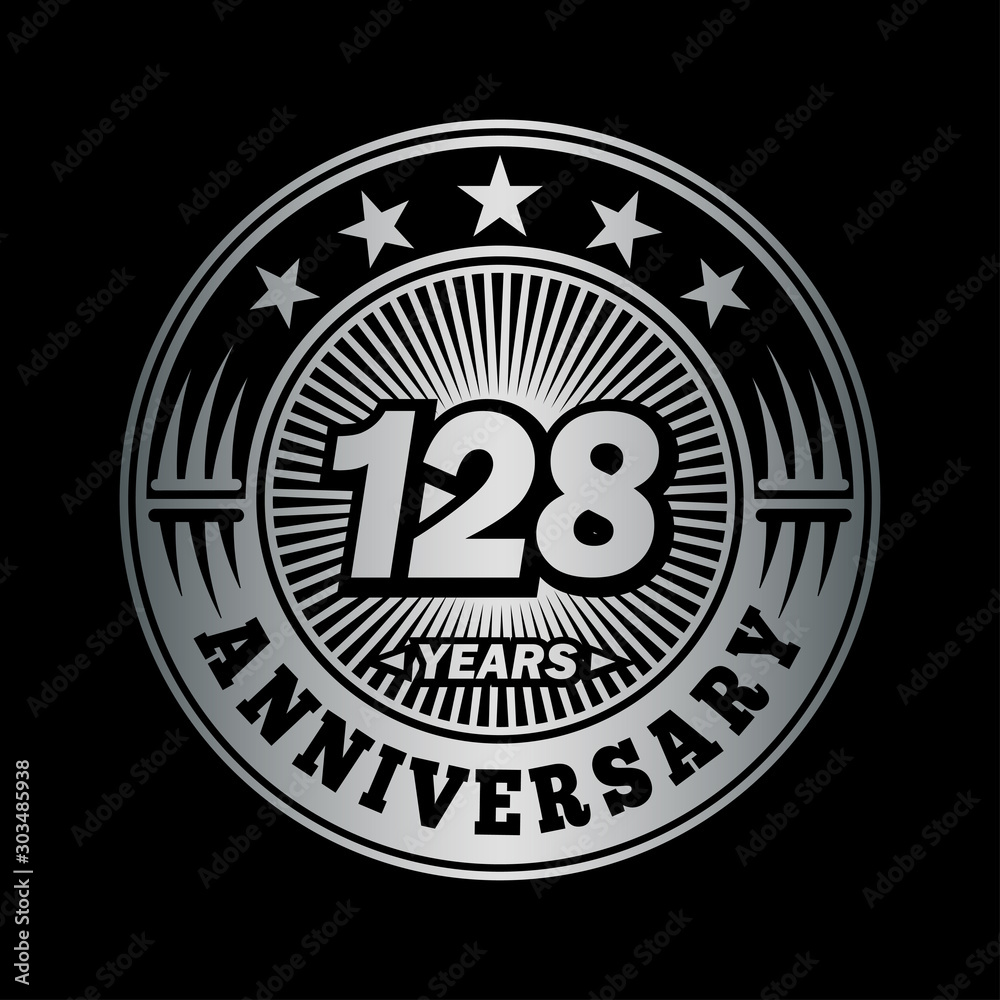 128 years anniversary celebration logo design. Vector and illustration.