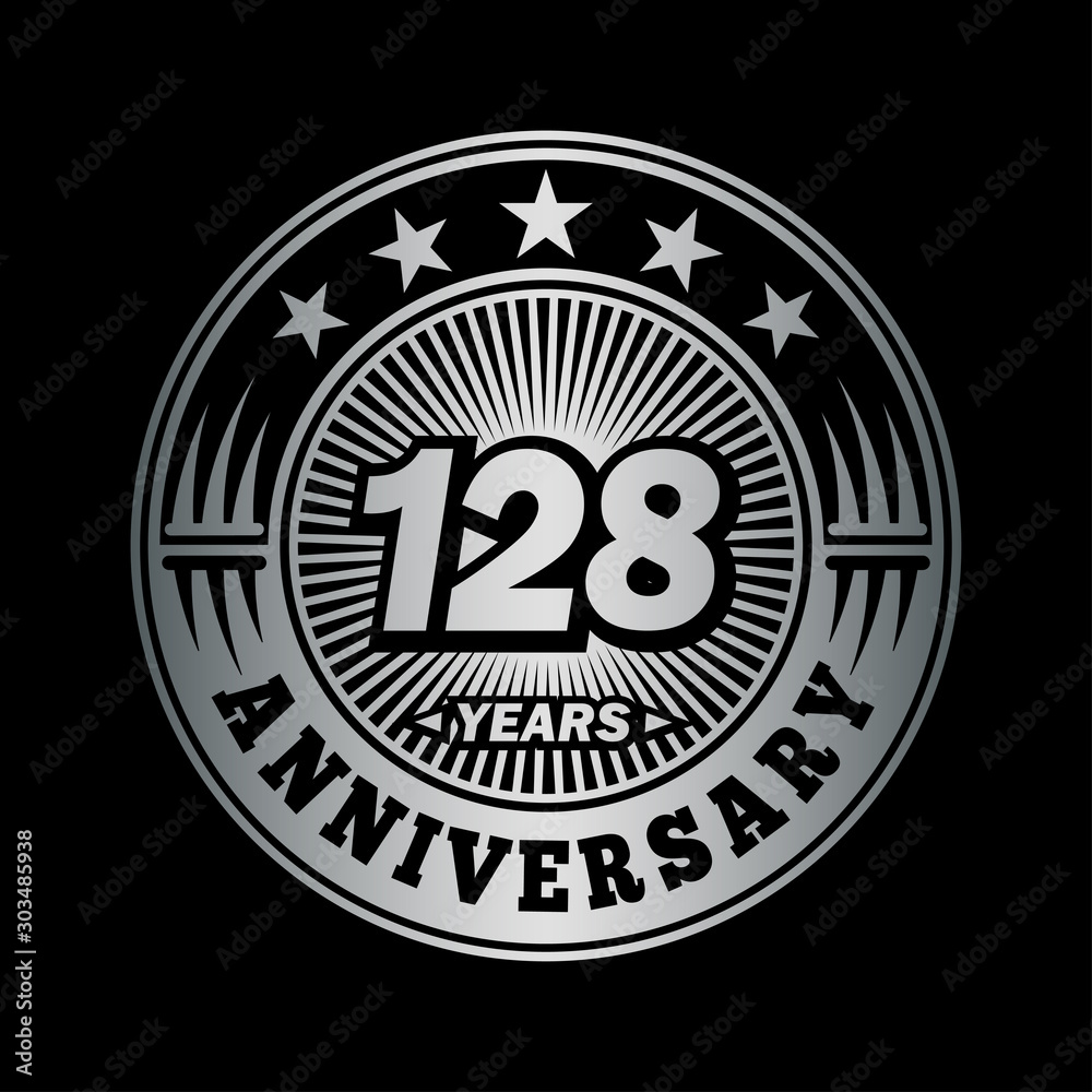 Fototapeta premium 128 years anniversary celebration logo design. Vector and illustration.