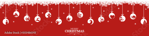 hanging baubles with christmas icons and greetings