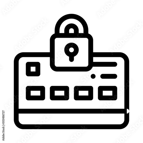 Credit Card Protection Icon Vector. Outline Credit Card Protection Sign. Isolated Contour Symbol Illustration