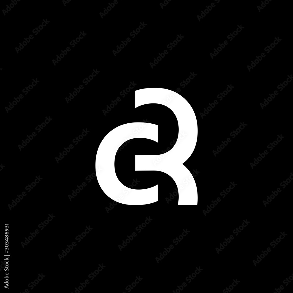 Creative strong initial letter CR logo isolated on black background Creative strong initial letter CR logo isolated on black background