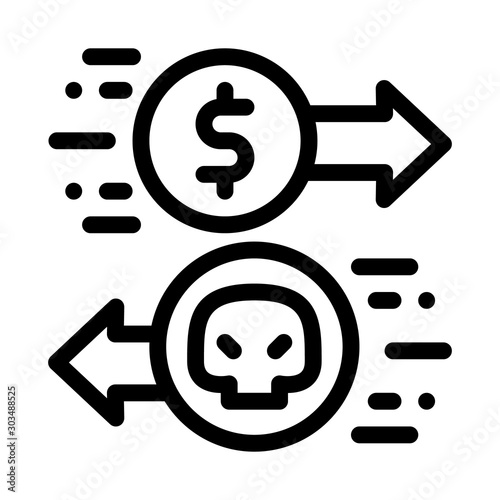 Payment of Hacker Services Icon Vector. Outline Payment of Hacker Services Sign. Isolated Contour Symbol Illustration