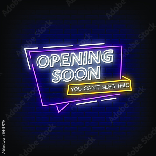 Opening Soon Neon Signs Style Text Vector