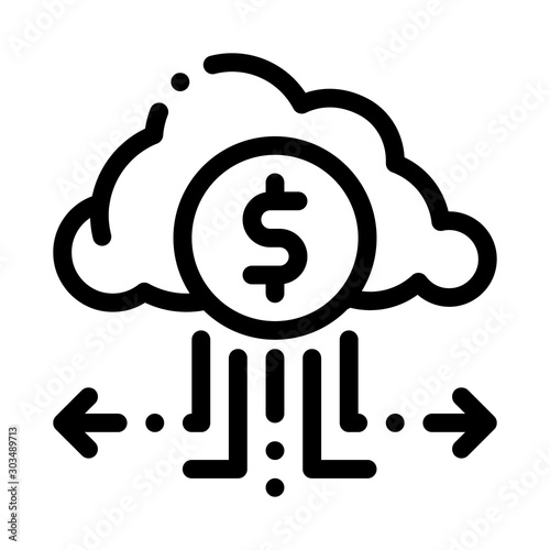 Charge Money Through Cloud Storage Icon Vector. Outline Charge Money Through Cloud Storage Sign. Isolated Contour Symbol Illustration