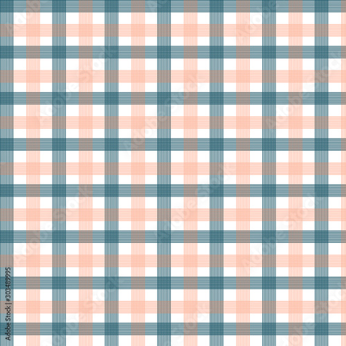 Blue orange check seamless pattern.