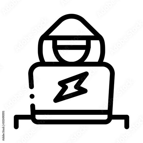 Hacker Icon Vector. Outline Hacker Sign. Isolated Contour Symbol Illustration