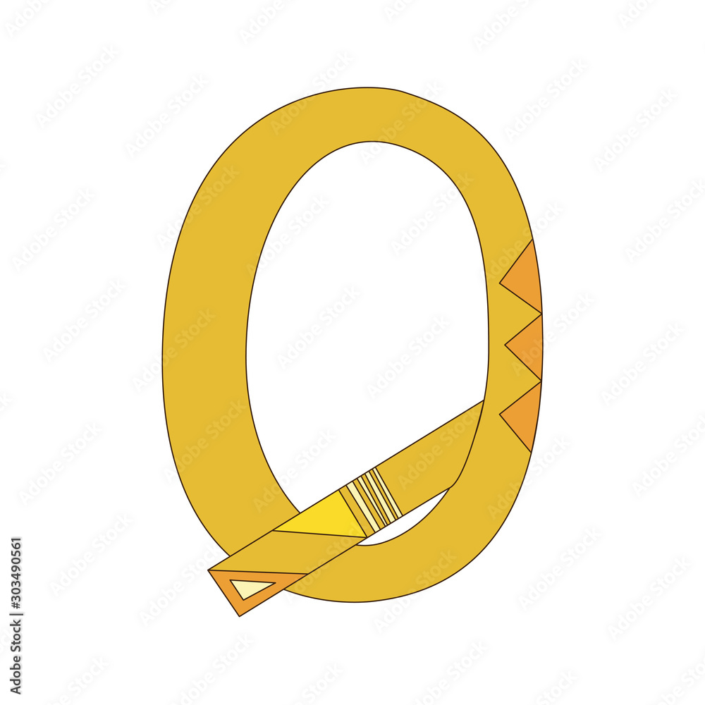 A vector letter Q of the English alphabet isolated on white background, a stock illustration with orange font for design A vector letter Q of the English alphabet isolated on white background, a stock illustration with orange font for design