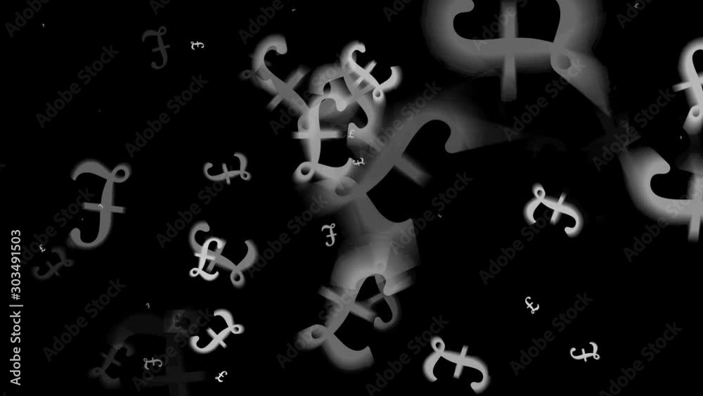 Monochrome Blurry Flat Sterling Pound Symbol Cropping Up Seamless Loop