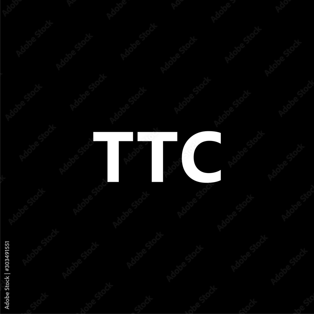 TTC simple logo design isolated on black background TTC simple logo design isolated on black background
