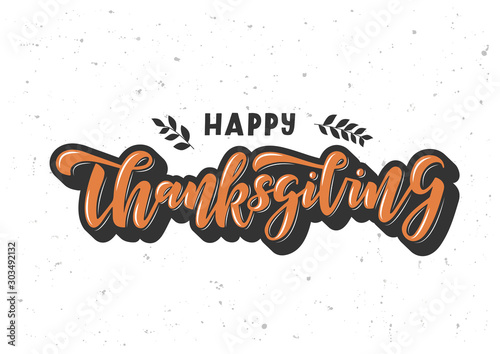 Happy thanksgiving hand drawn lettering