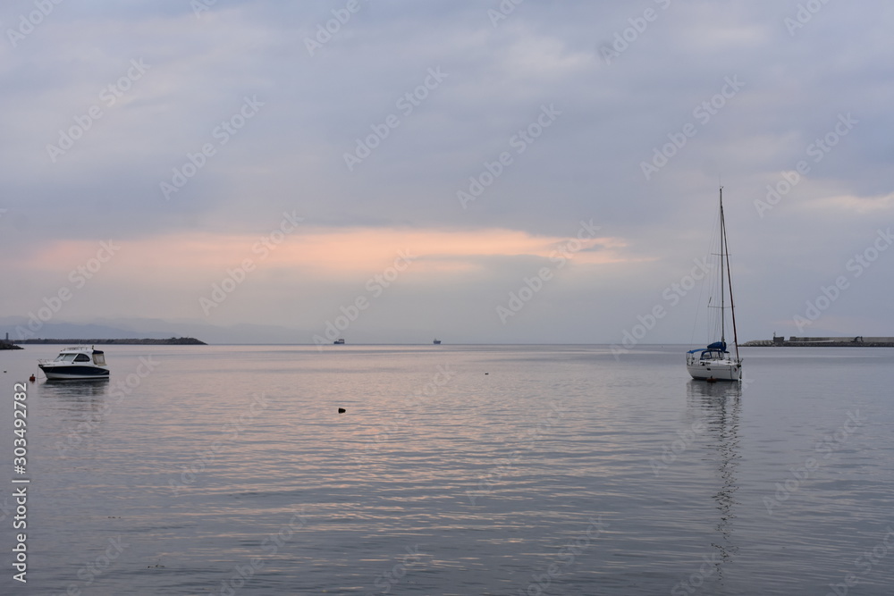 sailboat at sunset