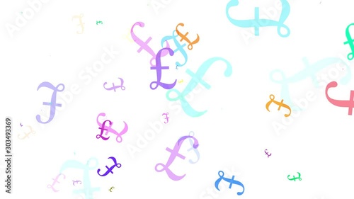 Flat Sterling Pound Sign Popping Up Seamless Loop White Background