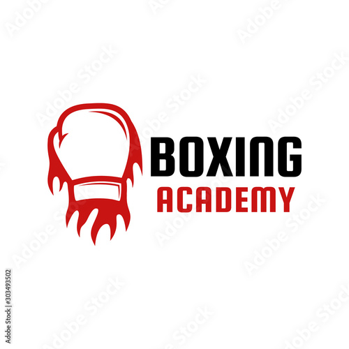 punch boxing gloves with fire spirit logo design