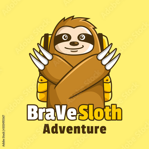 Brave Sloth adventure wear a bag logo design inspiration