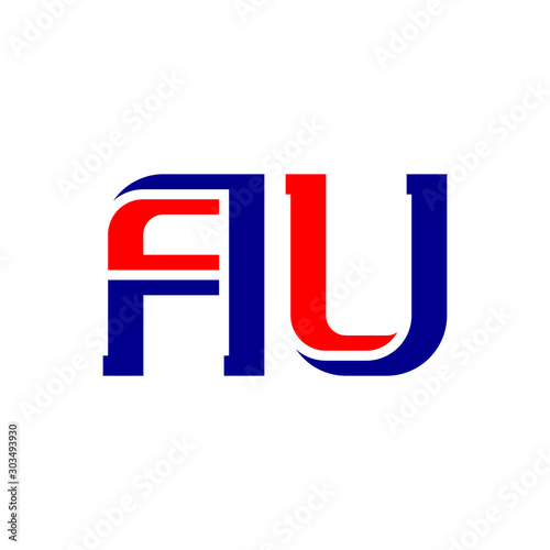 AU - abbreviation of Australia. Icon or logotype template. A and U - initials or logo.