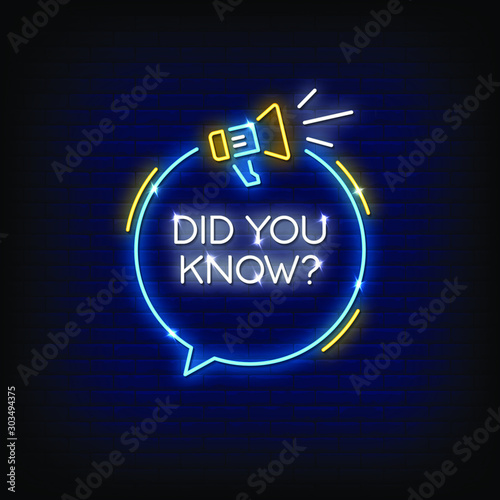 Did You Know Neon Signs Style Text Vector