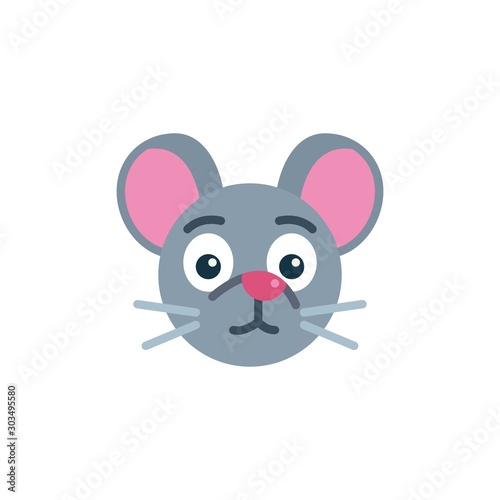Neutral mouse face emoji flat icon, vector sign, Cute rat emoticon colorful pictogram isolated on white. Symbol, logo illustration. Flat style design © alekseyvanin