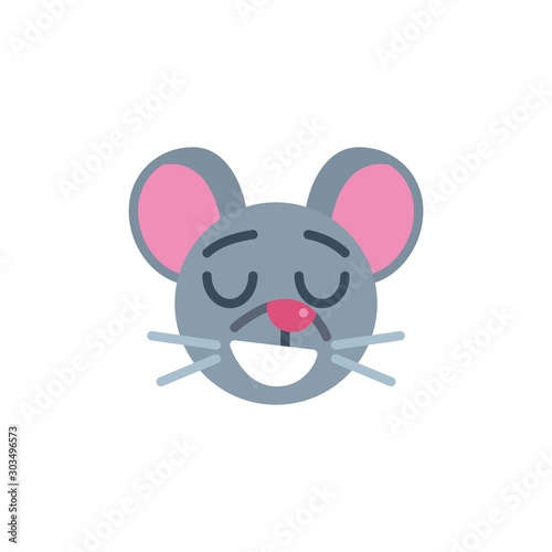Sleeping rat emoticon flat icon  vector sign  Tired mouse face emoji colorful pictogram isolated on white. Symbol  logo illustration. Flat style design