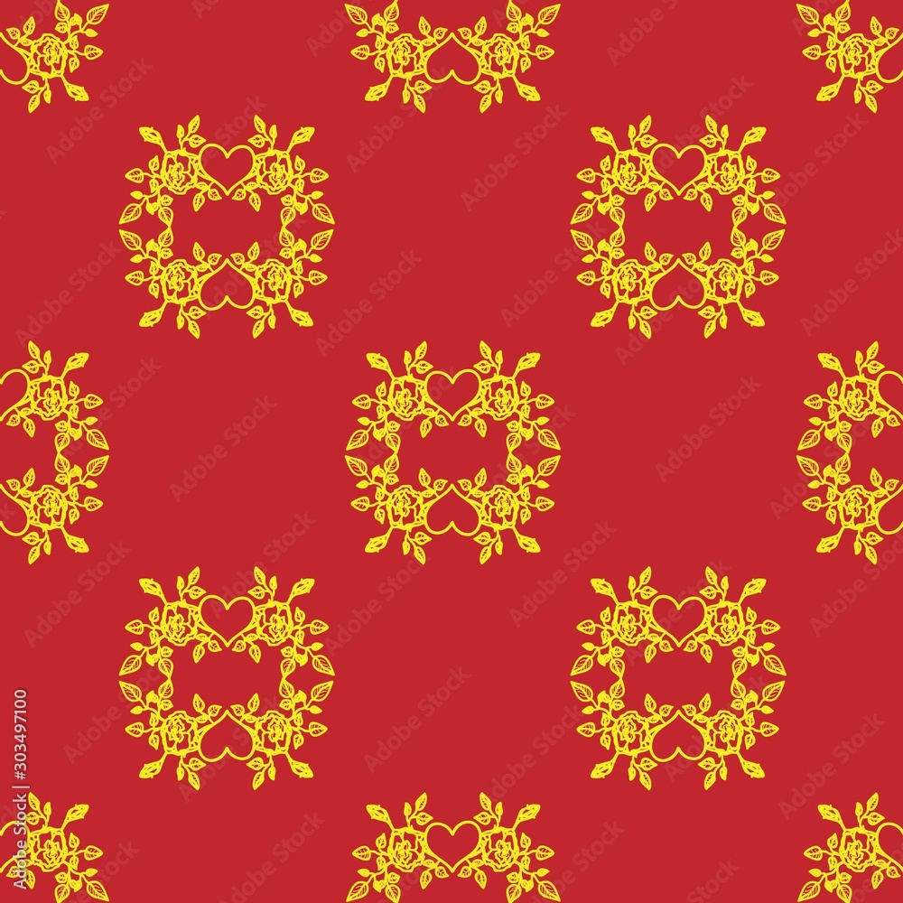seamless yellow pattern on Burgundy background seamless yellow pattern on Burgundy background