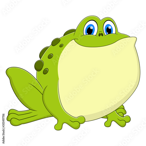 A frog animal cartoon sitting and smiling