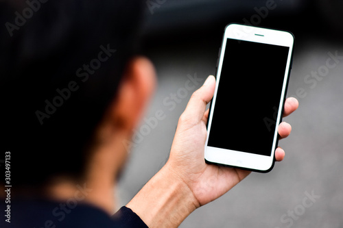 Close up People Holding Cellphone or mobile phone Smart phone mobile app internet technology