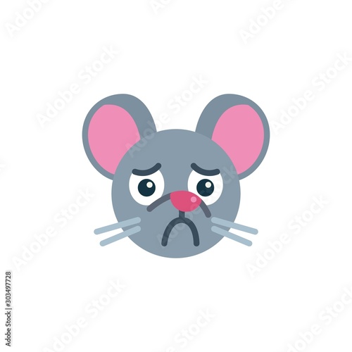 Sick rat emoticon flat icon, vector sign, Sad mouse face emoji colorful pictogram isolated on white. Symbol, logo illustration. Flat style design