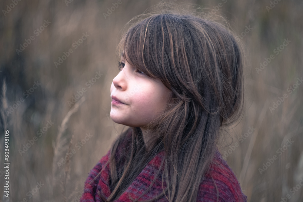 beautiful girl with warm shawl in autumn field beautiful girl with warm shawl in autumn field