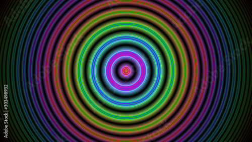abstract composition of bright diverging circles on a dark backgroundr  computer graphics 3D rendering  fractal