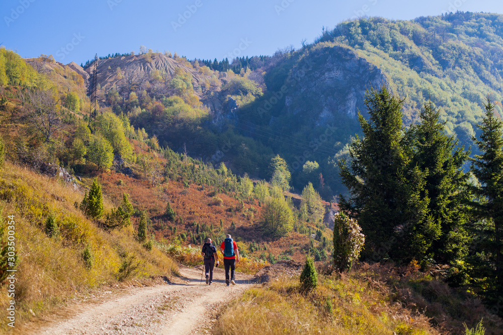 Hiking People Walking In Beautiful Nature Autumn