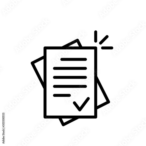 Vector linear report like paperwork logo. stroke flat style trend modern assess or paycheck logotype graphic design on white background.