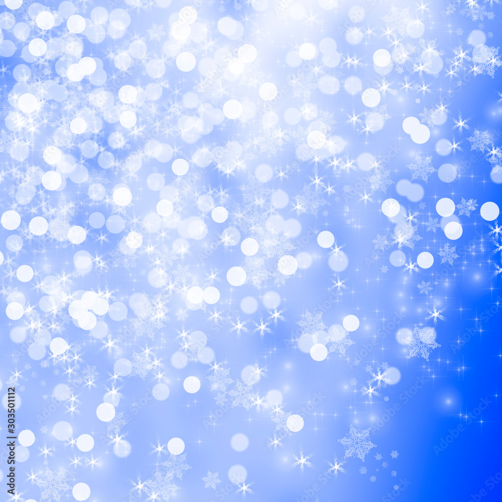 Abstract silver light on blue blurred background. Christmas background