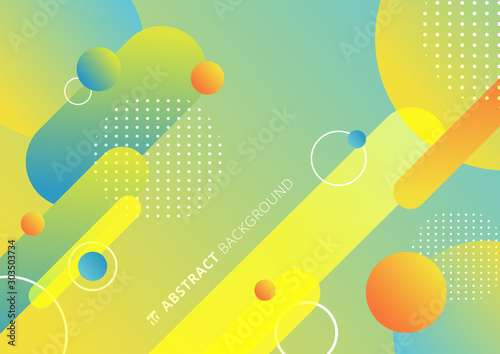 Abstract colorful rounded geometric shapes lines in diagonal rhythm with circles elements dynamic composition background.