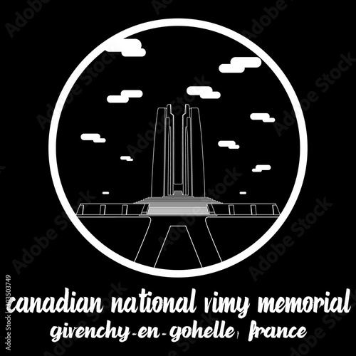 circle icon line Canadian National Vimy Memorial. vector illustration
